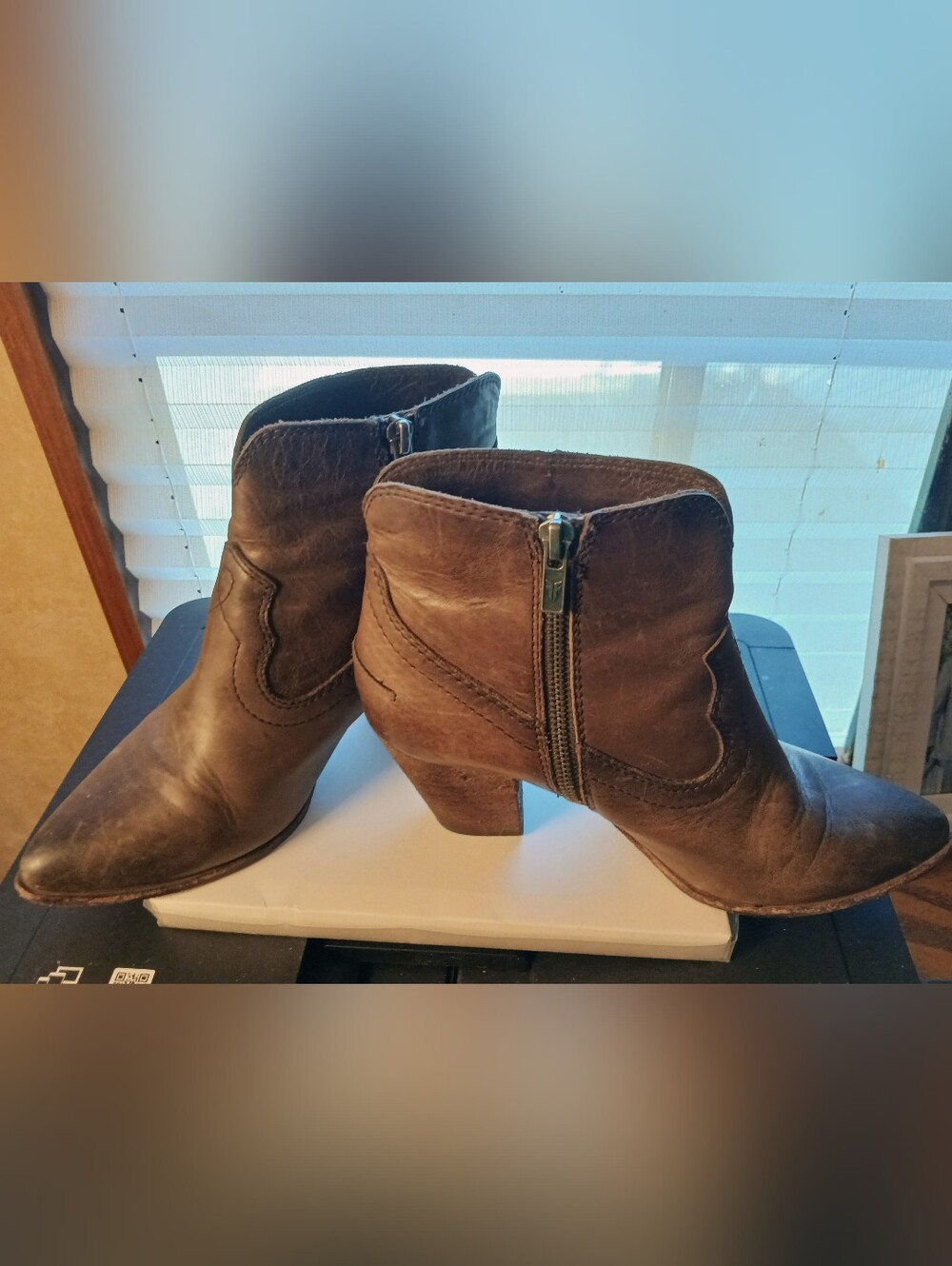 French custom women’s Brown 100% leather Ankle Booties with Side Zip